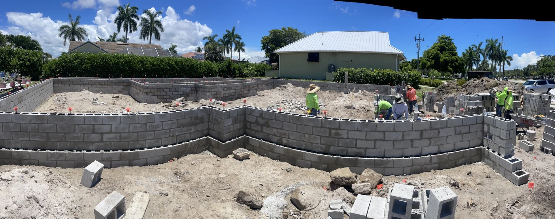 Masonry and foundation phase of a single-family house